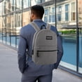 thumbnail image 6 of Classic Solid Color 17 Inch Backpack with Front Zipper Accessory Pocket, Dual Zipper Closure & Padded Shoulder Straps for Work, Office, Gym, Sports, Travel, Commute & Recreation in Gray, 6 of 7