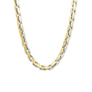 Men's Yellow and White Stainless Steel H-Link Chain, 24"