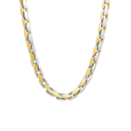 Men's Yellow and White Stainless Steel H-Link Chain, 24