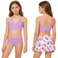 thumbnail image 5 of HAJWOH Girls Swimsuit 3 Piece Bathing Suits Floral Print Swimwear Bikini Sets with Cover Ups Beach Skirt for 8-18 Years, 5 of 6