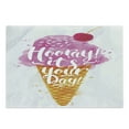 thumbnail image 1 of Ice Cream Cutting Board, Hooray! Its Your Day Phrase with Ice Cream Cone Cherry Flavor Print, Decorative Tempered Glass Cutting and Serving Board, Large Size, Fuchsia Amber Pearl, by Ambesonne, 1 of 1