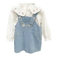 thumbnail image 3 of Easter Outfits Girls Long Sleeve Top and Denim Overall Dress 2 Peice Summer Outfit Set Dress up Party Outfit Girls Clothes 130, 3 of 5