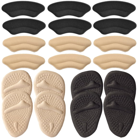 10 Pairs Heel Grips Liner and Metatarsal Pads for Foot Cushions, Women High Heels Inserts for Loose Shoes and Prevent Blister, Anti-slip Forefoot Insoles, Feet Protector Set