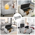 thumbnail image 3 of Fionafurn Contemporary Ottoman Storage Bench with Rolled Arms, LightGray Flax Fabric, 3 of 8