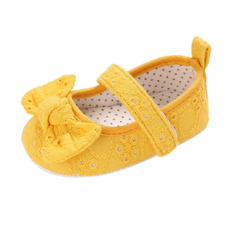 

Spring And Summer Children Baby Toddler Shoes For Girls Flat Sole Soft And Light Solid Color Cute Bow Hook Loop