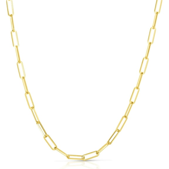 Floreo 14k Yellow Gold 4mm Solid Paperclip Link Chain Necklace