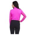 thumbnail image 2 of IBKUL Adult Female Solid Mock Neck Long Sleeve Top, Color: Hot Pink, Size: M, 2 of 3