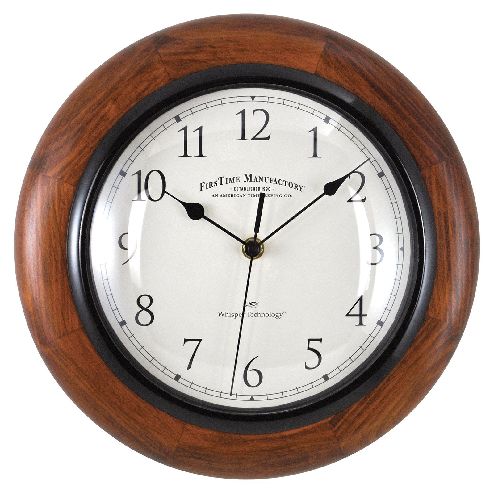 FirsTime Walnut Round Wall Clock