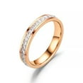 thumbnail image 5 of Stainless Steel AAA Princess CZ Band Men Women's Silver Rose Gold Ring Size 6-11, 5 of 6