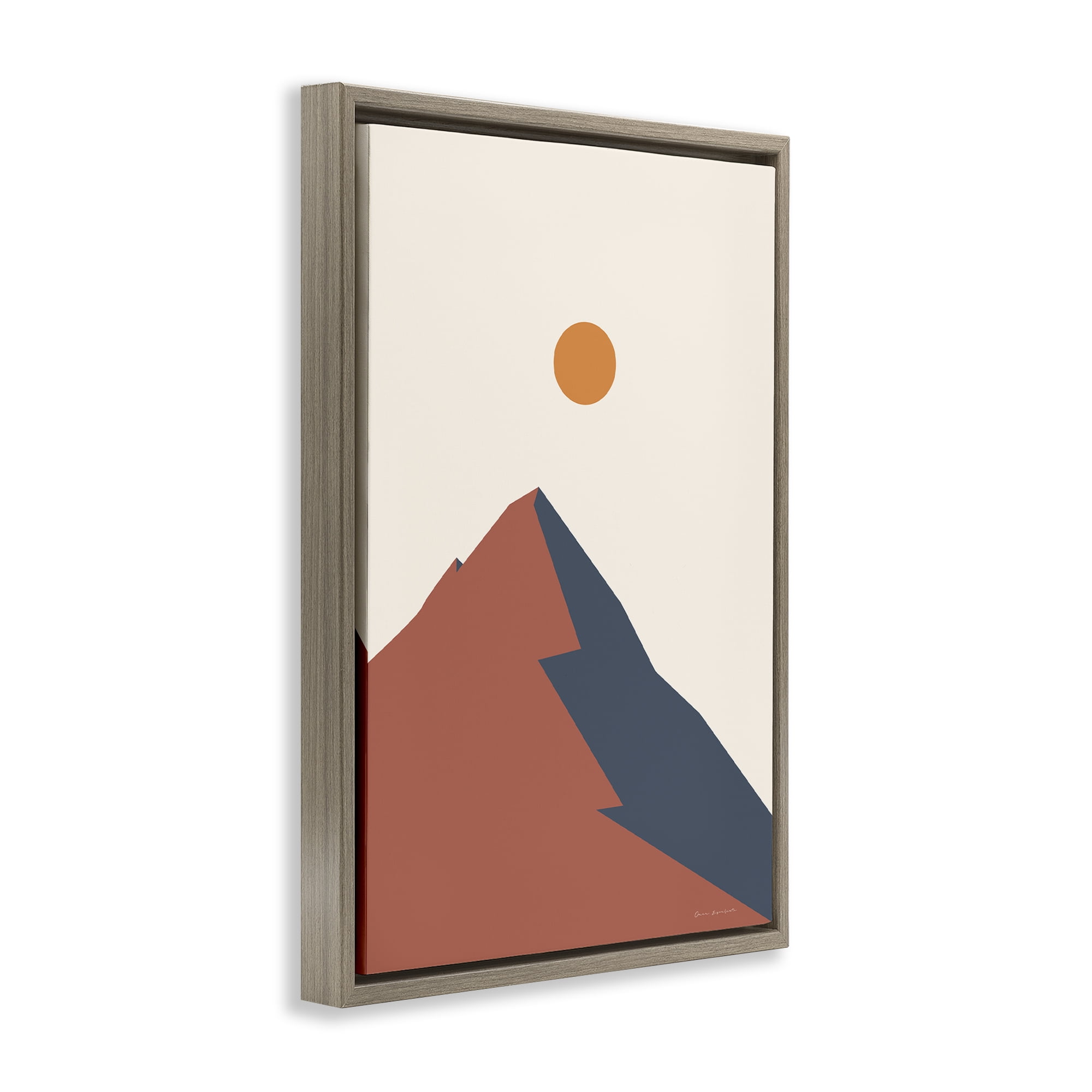 Stupell Industries Neutral Boho Peak Landscape & Nature Painting Brown Floater Framed Canvas Art Print Wall Art, 21 x 31