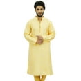 thumbnail image 2 of Atasi Ethnic Men's Long Kurta Yellow Bollywood Designer Shirt Wear-XXX-Large, 2 of 7