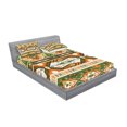 thumbnail image 2 of Ambesonne Tribal Fitted Sheet & Pillow Sham Set, Aztec Mayan Style Stripe, Full, Green Brown Amber, 2 of 2