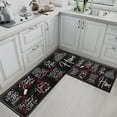 thumbnail image 3 of Black Kitchen Rugs and Mats Non Skid Washable Set of 2, Red Love Heart Kitchen Mats for Floor, My Sweet Home Kitchen Runner Rug, Modern Phrase Doodle Kitchen Decor, 3 of 6