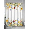 thumbnail image 5 of Sunflower Botanical Shower Curtain Set, Waterproof Shower Curtains for Bathroom, Farmhouse Spring Floral Washable Fabric Cloth Bath Curtain for Bathtub Decoration with Hooks 60x72 Inches, 5 of 6