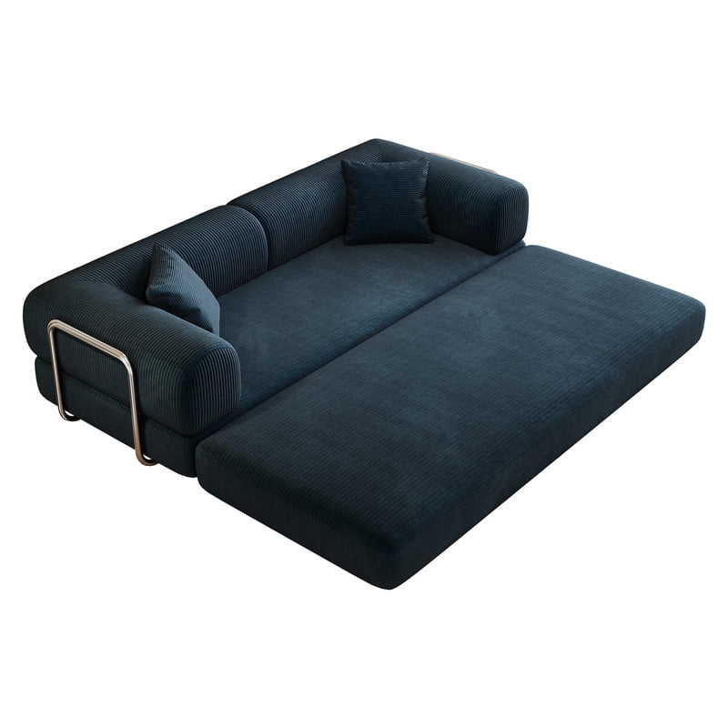 78.8" Convertible Sleeper Sofa Bed, Corduroy Folding Modern Boneless Couch Compression Sofa in Box, Floor Sofa Loveseat with Support Rods