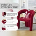 thumbnail image 4 of Set of 2 Modern Teddy Fabric Barrel Dining Chairs, Upholstered Accent Chairs with Arms, Comfy Side Armchairs for Kitchen Dining Room Living Room, Red, 4 of 9