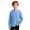 Blue, variant on Boys Long Sleeve Shirts Crew Neck Half Button Waffle Knit Tops Loose Fit Summer Classic Basic Lightweight Fashion Tees