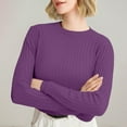 thumbnail image 3 of Bovemsi Sweaters for Women Women'S Autumn And Winter Round Neck Stripe Bottoming Shirt Fashion Versatile Sweater Solid Soft Fall Sweaters, 3 of 8