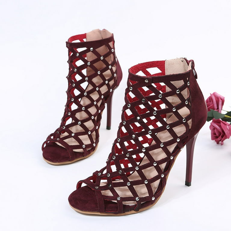 Burgundy strappy shoes top