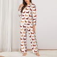 thumbnail image 2 of Fuzoiu Dachshund Walking Print Women's Long-Sleeved Pajama,Lounge Button Down Nightwear,Womens Notch Collar Pajama Set-Large, 2 of 7