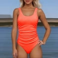 thumbnail image 2 of One Piece Swimsuit Women,Ribbed Ruched Swimsuit Tummy Control Bathing Suit Swimwear Figure Enhancing Swimdress with Adjustable Straps,Swimsuit for Women,M,RD1, 2 of 6