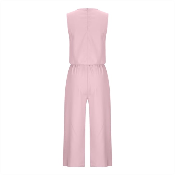 LEBONYARD Women's Shorts for a Casual and Comfortable Outfit,Women's Cotton and Linen Round Neck Sleeveless Shorts,, Widened Leg Pants, Long Pants Set