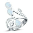 thumbnail image 3 of Pear Teardrop Swirl Spiral Ring Lab Created White Opal 925 Sterling Silver Size 5, 3 of 6