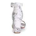 thumbnail image 2 of BLISSFUL STEP Women Buckle Block Heel Ankle Strap Open Toe Sandals Light Gray-floral 10.5, 2 of 8