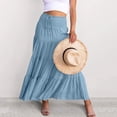 thumbnail image 5 of Xaqiouau Women's High Waisted Smocked Tiered Maxi Skirt Soft Lightweight Flowy Casual Boho Long Skirt for Summer Beach Vacation and Everyday Wear, 5 of 9