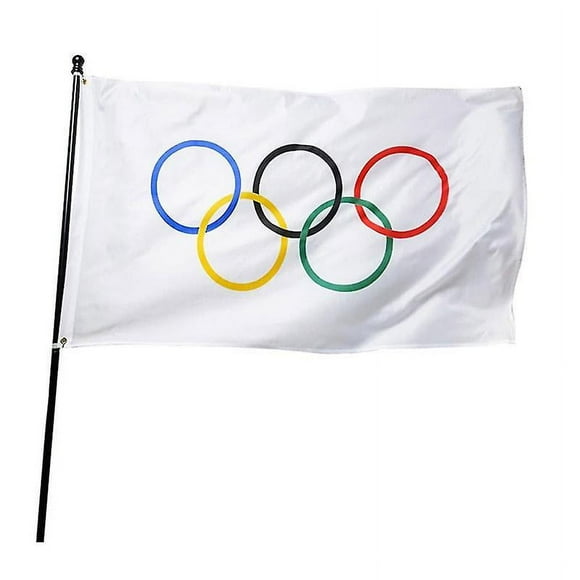 Polyester Foldable Olympic Games Five Ring Flag Thicker Banner for Garden Courtyard Balcony Decoration_Special Gift