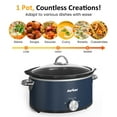 thumbnail image 5 of 3QT Compact Slow Cooker & Food Warmer with 3 Temperature Settings, Removable Ceramic Pot, Dishwasher-Safe Glass Lid, Stainless Steel - Available in Black, Silver, and Blue, 5 of 9
