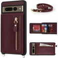 thumbnail image 3 of Google Pixel 7 Pro Case for Women with Card Holder 6.7" 5G 2022,Google Pixel 7 Pro Phone Case with Strap,Crossbody Lanyard Cases with Credit Card Slots with Stand,Burgundy, 3 of 14