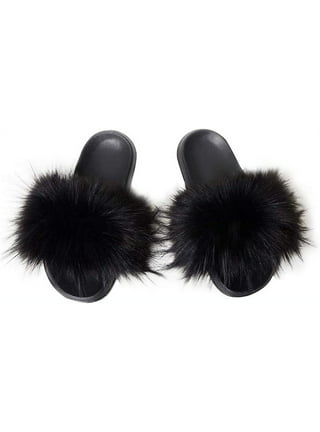 SO SIMPOK Women's Furry Slippers Fuzzy Spa Slide