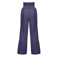 thumbnail image 5 of Bigersell Women's Bootcut Pant Full Length Pants Women's Fashion Casual High Waist Elastic Waist Solid Color Ruffle Wide Leg Long Pants Solid Blue Pant for Ladies, 5 of 5