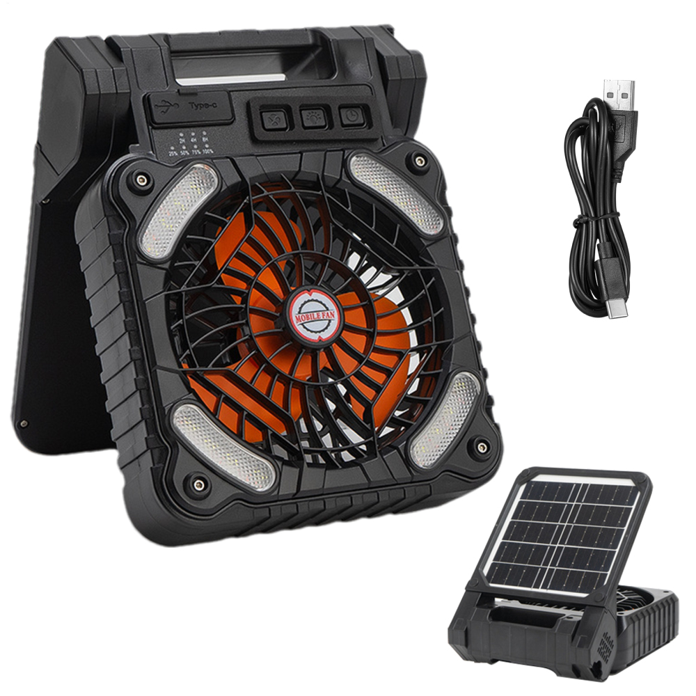 Ridecle Ventilador Solar Solar Camping Fan With LED Lantern Timer Rechargeable Portable Conditioner 4-Speed For Beach Picnic Gardening attractively