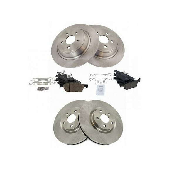 Front and Rear Brake Pad and Rotor Kit - Compatible with 2015 - 2020 Ford Edge 2.0L 4-Cylinder 2016 2017 2018 2019