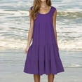 thumbnail image 2 of FAFWYP Women's Summer Dresses Solid Color Sleeveless Round Neck Tiered Swing Mini Dress Casual Loose Flowy Boho Dress Vacation Beach Sundresses, 2 of 6