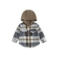 thumbnail image 1 of Abrigo casual de otoño para niño con capucha, manga larga, botones, estampado a cuadros y bolsillos., 1 of 9