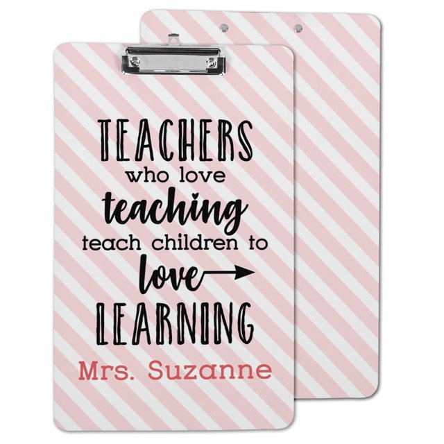 Printtoo Personalized Clipboard For Teachers Gift Classroom School and Office Use Hardboard Letter Size w/ Low Profile Clip w/ Free Marker & Eraser,Teachers Day Gift-9x15 Inch
