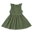 thumbnail image 2 of Toddler Girls Summer Cotton Linen Dresses Ruffle Flying Sleeve Sleeveless Casual A Line Beach Party Sundress 2-6 Years, 2 of 3