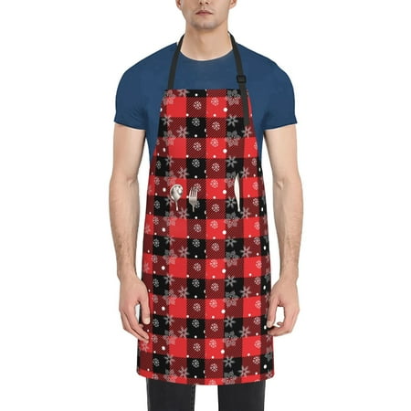 

Picia Christmas With Snowflakes Waterproof Apron for Unisex Adult - Adjustable Bib Apron with Pockets Ideal for Cooking Gardening Painting and Household Chores