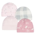 thumbnail image 1 of Gerber Essentials Gorro bebé rosa pack 4 piezas algodón orgánico recién nacido, 1 of 5