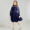 thumbnail image 2 of Glisme Girls Dresses Color Contrast Mesh Long Sleeve Navy Sundress Size 16 Years, 2 of 4