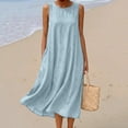 thumbnail image 2 of Admvng Women's Casual Round Neck Dress Sleeveless Summer Everyday T-Shirt Dresses, 2 of 7