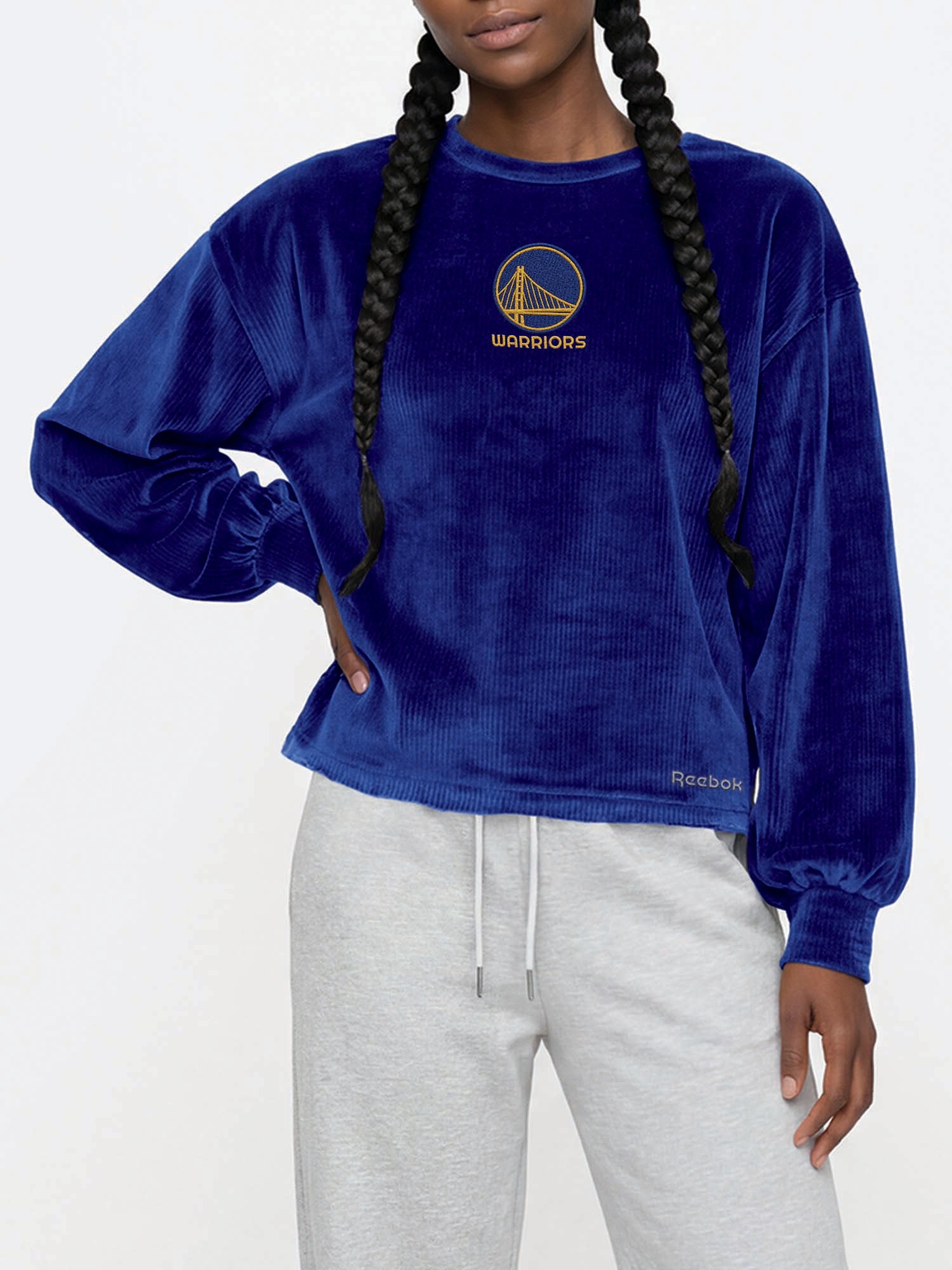 Golden State Warriors Reebok Womens Crew Neck Pullover with Balloon Sleeves