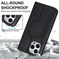 thumbnail image 3 of Funda antirrobo con cierre magnético para iPhone 14 Pro, compatible con carga magnética, piel sintética y TPU, diseño tipo billetera, ranuras para tarjetas, 3 of 5