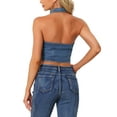 thumbnail image 3 of INSPIRE CHIC Women's Top Denim Halter Zipper Up Collared Sleeveless Jean Tank Tops XS Blue, 3 of 6