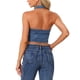 thumbnail image 3 of Inspire Chic Conjunto Top para Mujer Denim Halter con Cremallera Cuello Sin Mangas Camisetas de Jean XL Azul, 3 of 6