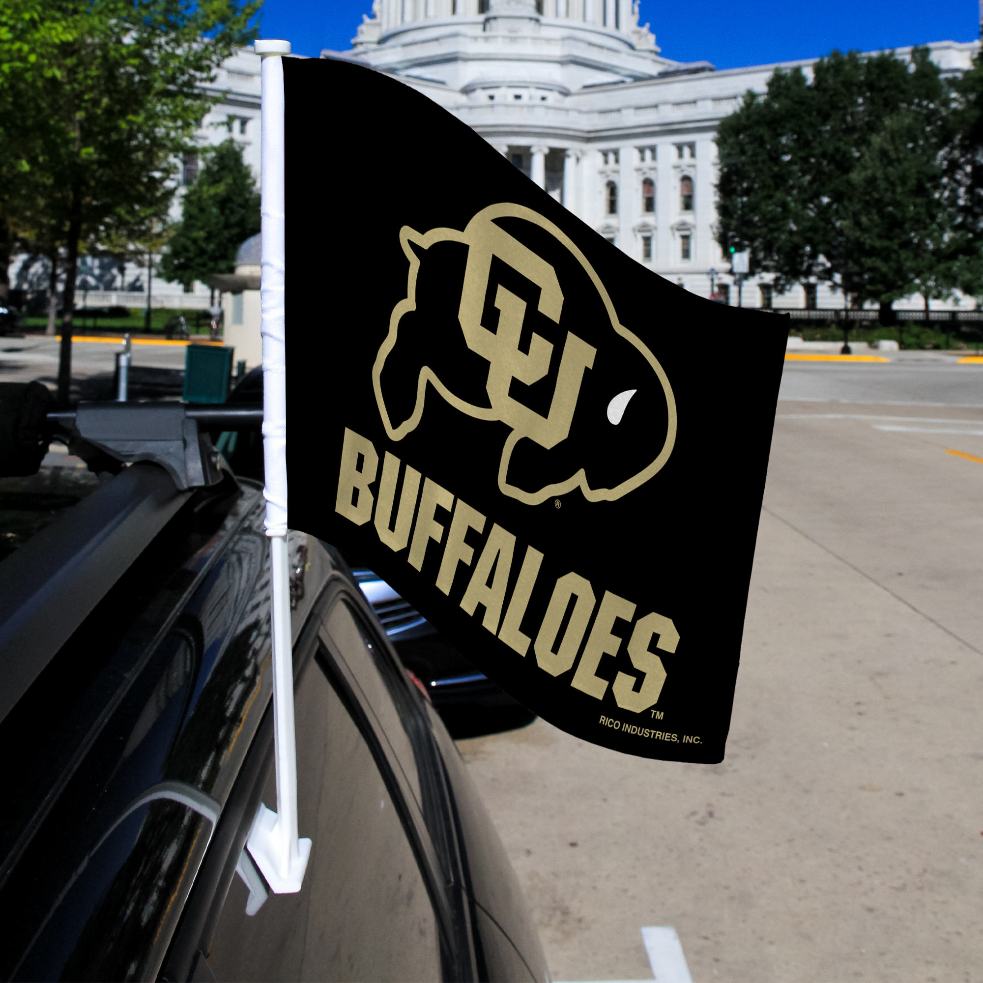 Rico Industries College Colorado Buffaloes Standard Double Sided Car Flag -  16" x 19" - Strong Pole that Hooks Onto Car/Truck/Automobile - image 2 of 8