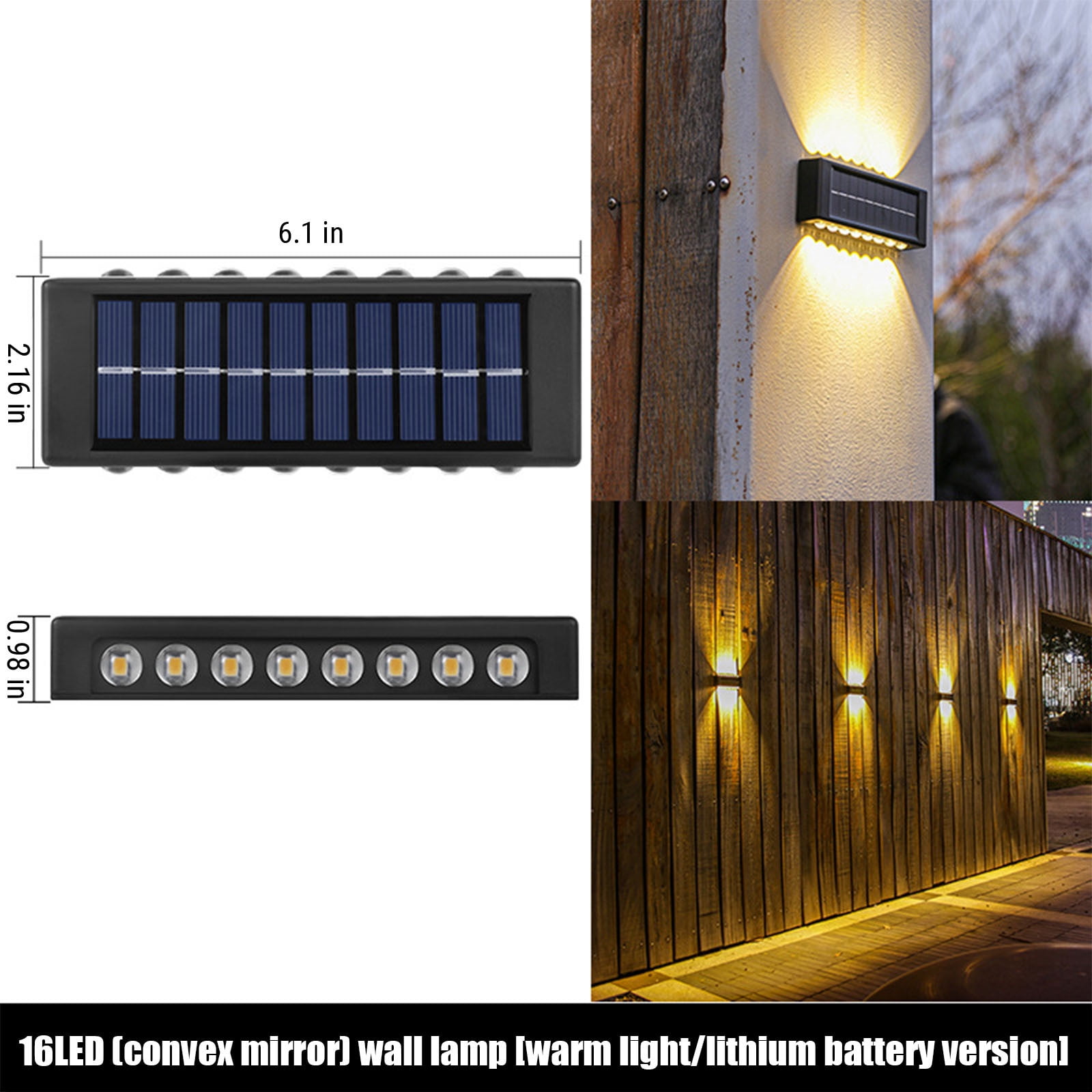 CasaChic 2 Pack Solar Wall Lights, IP65 Up and Down Illuminate, 6H Charging 8-12H Lighting, Home Garden Porch Lights, Driveway Gate Sidewalk Lights, Outdoor Decor Lighting, Solar Wall Sconces